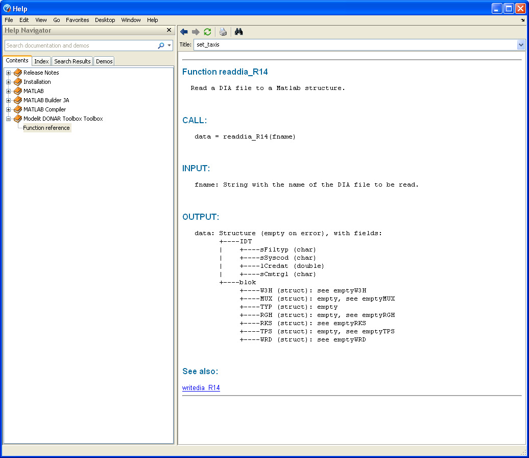 Function Reference in Matlab Help Browser